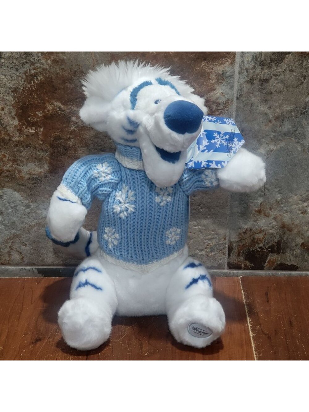 Disney Store Winnie the Pooh Plush Toy White Tigger Winter Sweater